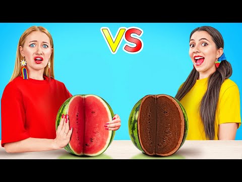 Schokolade Vs Echte Lebensmittel 🍫 Rate, Welche! Geheimnis-Fondue-Challenge Von 123 GO!