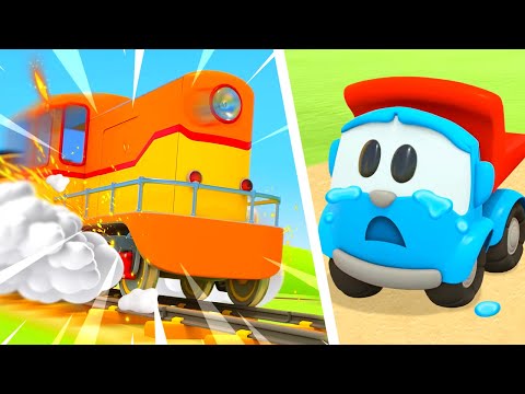 The train needs a train depot! Leo the truck & friends build new street vehicles. Cartoons for kids.