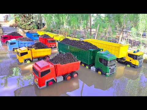 Mobil Truk Tronton Panjang Bongkar Mobil Mobilan Truk Pemadam, Crane, Dump Truck, Truk Molen, Loader