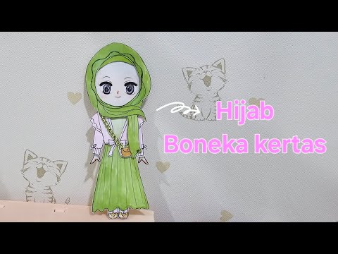 Cara Bikin Baju Hijab Boneka Kertas , Buat Pakaian Ramadan Boneka kertas , Paperdoll Hijab dress