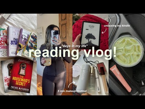 VLOG!🍵 cozy reading vlog, makeup routine, kindle unboxing, & reaching my reading goal!