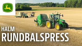 John Deere rundbalspress i halm | Lättanvänd med hög baltäthet