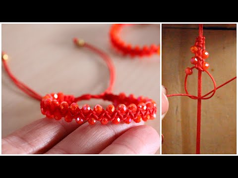 PULSERA de CRISTALES con nudo plano en Zig Zag💎 Muy Fácil!