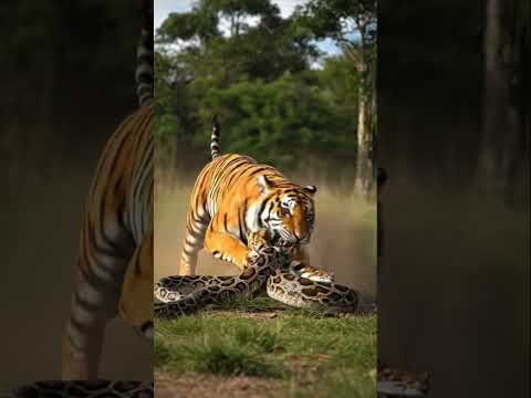 Tiger vs Giant Python | Mother’s Fury Saves Her Cub | #humanity #animals #wildlife #dreamscreenai