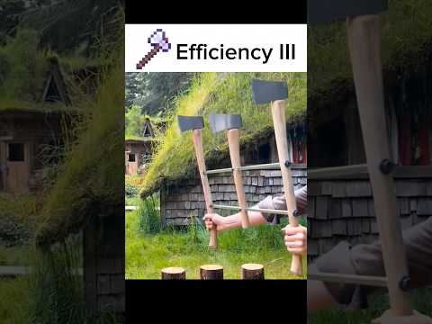 Minecraft Enchantments In Real Life! 🪵🪓 #minecraft #minecraftmemes #minecraftirl