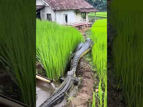 Buaya di tengah sawah warga #music #travel #buaya #surabaya