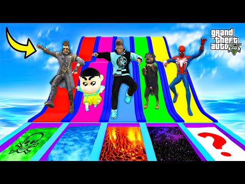 Franklin And Shinchan Tried Water Slide Challenge In GTA 5