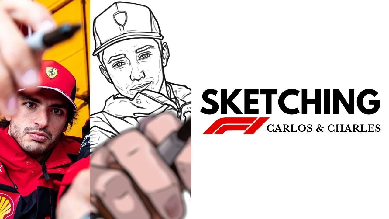 Video: drawing Charles Leclerc & Carlos Sainz jr | Scuderia Ferrari F1 ...