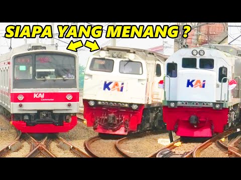 RAMAINYA KERETA API KRL DI STASIUN Ada BALAPAN KERETA ELIT VS JR 205 Di Stasiun Tersibuk Jakarta