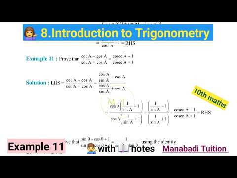 10th class math| Chapter 8| Introduction to trigonometry| Example 11|CBSE|NCERT|with notes|