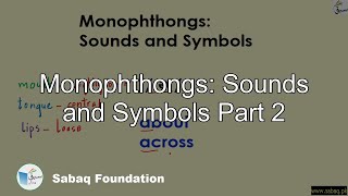 Monophthongs: Sounds and Symbols Part 2