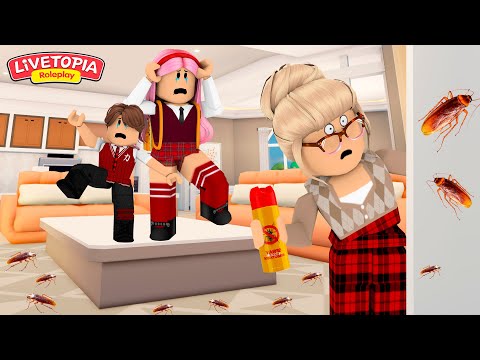 ROTINA A CASA DA VOVÓ FOI INFESTADA POR BARATAS! Family Roleplay LIVETOPIA ROBLOX