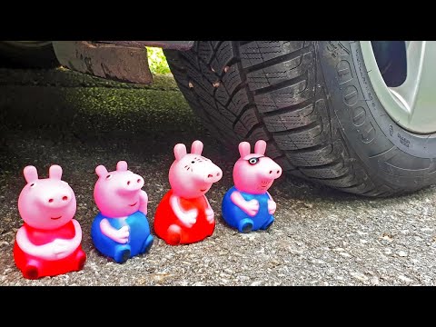 Crushing Crunchy & Soft Things by Car! EXPERIMENT CAR VS PEPPA PIG FAMILY