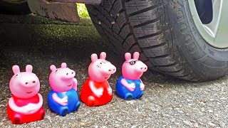 Crushing Crunchy & Soft Things by Car! EXPERIMENT CAR VS PEPPA PIG FAMILY