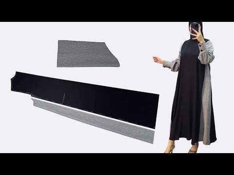 Sewing a two-color abaya with easy and elegant steps! The result is worth trying