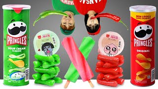 Red food vs green food mukbang