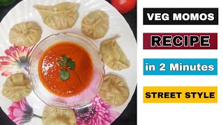 AMAZING!! ❤ Street Style Veg Momos Recipe😋 with Chutney #momos #momosrecipe #streetfood #SHORTS