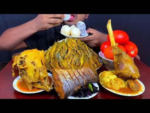 ASMR: Eating Most Oily Mutton Fat Curry, Spicy Fish Curry, Mutton Curry with Rice || Eating Show