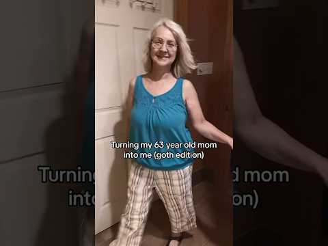 She couldn't stop laughing 😭🤣 #gothic#turningmomintome #gothgirl #gothmakeover #turningmomgoth