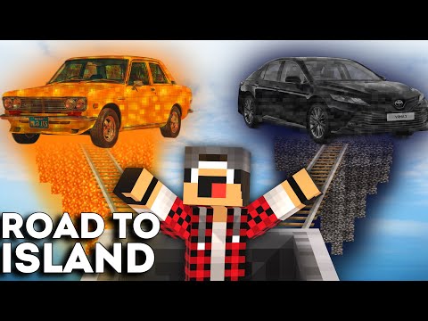 I found ROAD TO Bedrock TOYOTA island vs LAVA island in Minecraft ! SECRET ISLAND !