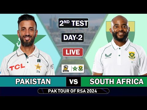 PAKISTAN vs SOUTH AFRICA 2nd TEST MATCH DAY 2 LIVE SCORES | PAK vs SA LIVE MATCH COMMENTARY | PAK