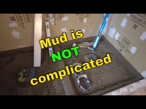 Shower Pan mud, twin drains. Time lapse.