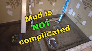 Shower Pan mud, twin drains. Time lapse.