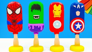 DIY Ice cream in the style of superheroes Spider-Man, Hulk, Captain America with clay | Sky Clay