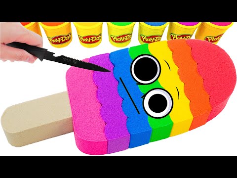 Satisfying Video | How To Make Rainbow Ice Cream With Kinetic Sand Cutting ASMR | Yo Yo Candy