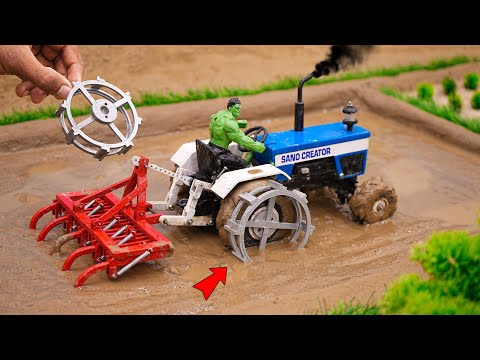 diy tractor plough machine with Cage Wheel science project @sanocreator