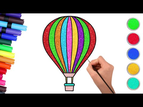 How To Draw A Hot Air Balloon🎈| Easy Drawing and Coloring For Kids | Chiki Art | HooplaKidz How To