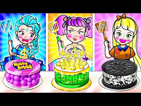 [🐾paper diy🐾] Rich Vs Poor Vs Giga Rich Cooking Challenge! Rapunzel and Elsa - Rapunzel Compilation