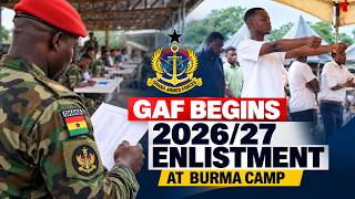 YouTube video thumbnail:  GAF Begins 2026/27 Enlistment Exercise at Burma Camp 