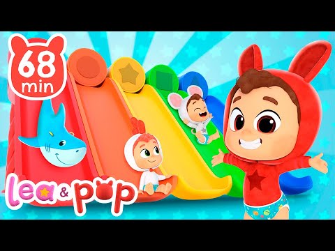 Baby Shark se divierte en los toboganes de colores y más vídeos 🎢 Canciones infantiles de Lea y Pop