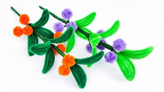 Simple DIY Pipe Cleaner Flowers 🌸 Handmade Pom-Pom Stems 🌿 Easy Craft for Gifts & Decoration