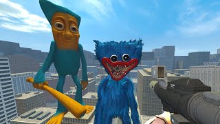 SCARY HUGGY WUGGY FROM POPPY PLAYTIME HUNTS ME DOWN IN THE CITY!  GARRY'S MOD