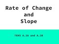 Understanding Slope and Rate of Change