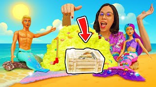Aventura submarina!🧜‍♂️ Pedras preciosas com as bonecas-sereias!💎