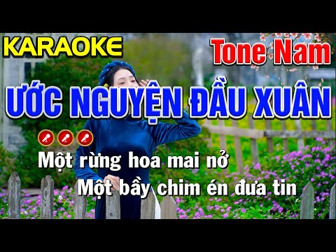 ✔ ƯỚC NGUYỆN ĐẦU XUÂN Karaoke Nhạc Tết 2024 Tone Nam | Bến Tình