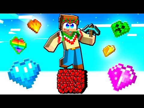 ¡Minecraft en 1 BLOQUE de CORAZONES! ♥️💛💙💚 SILVIOGAMER MINECRAFT PERO