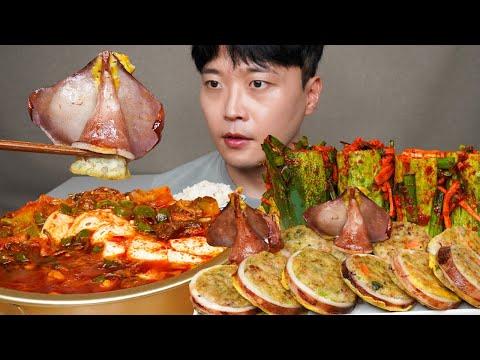 [와차밥] 🔥🔥땡초순두부찌개 오징어순대 오이소박이 요리 먹방 Korean Food ASMR MUKBANG REAL SOUND EATING SHOW