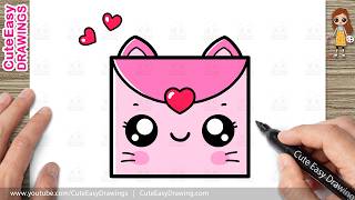How to Draw a Cute Kitty Love Letter | Easy Kawaii Drawing for Kids & Toddlers!