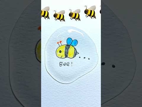 Easy drawing buzzing bee but in water kids art #kids #easydrawing #drawing #bee #cute