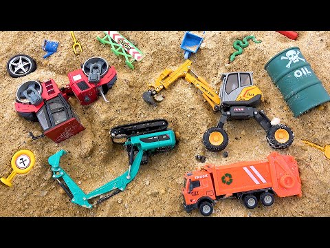 Funny story of road roller and excavator transforming on sand | toy car story for kids