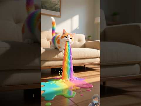 Rainbow Cat And Crashing Cat Mom#funny #cat #ai #cute #shorts