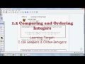 Comparing and Ordering Integers