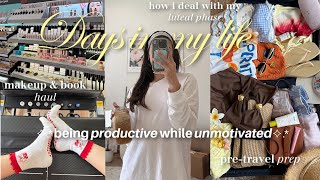 being productive while feeling unmotivated VLOG | travel prep, vacation haul, current reads, packing