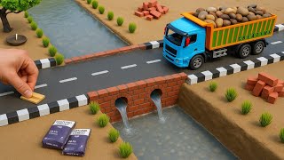 Diy tractor constructing bricks bridge on River | bridge making | @MiniCreative1