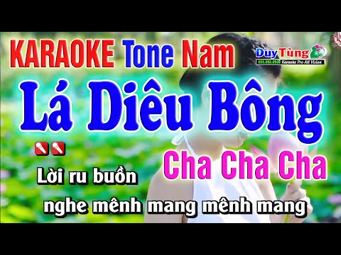 Karaoke || Lá Diêu Bông – Tone Nam ( Cha Cha ) Nhạc Sống Duy Tùng