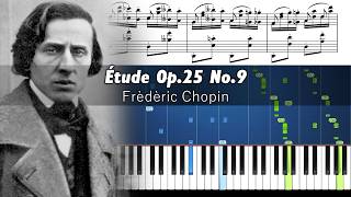 Chopin - Etude Op. 25 No. 9 "Butterfly" - Piano Tutorial with Sheet Music
